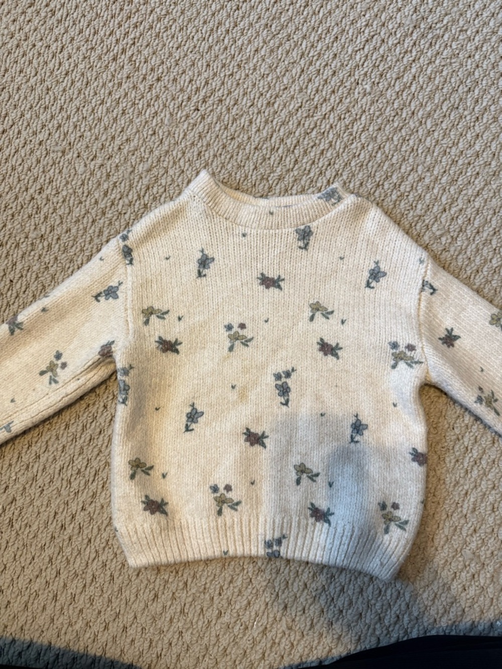 Zara Cream Floral Knit Sweater - Kids